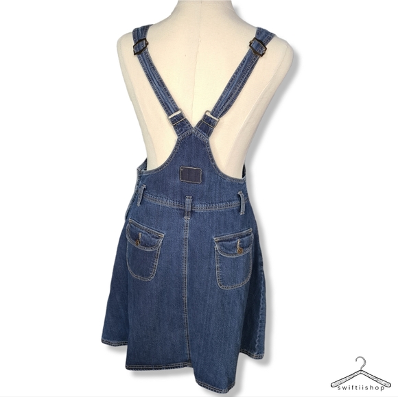 VINTAGE Size M DIAN YUN 100% Cotton Denim Blue Overall Mini Dress - Picture 4 of 10